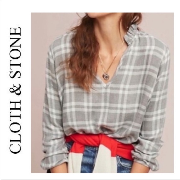 Anthropologie Tops - Anthropologie grey plaid shirt